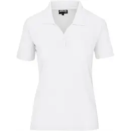 Ladies Basic Pique Golf Shirt White Front